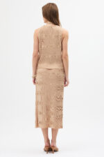 Bej Pliseli Etek ve Bluz Takım - Görsel 3