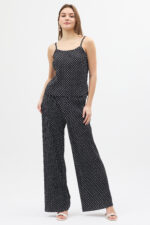 Puantiyeli Rahat Kesim Bluz ve Pantolon Takım