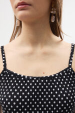 Puantiyeli Rahat Kesim Bluz ve Pantolon Takım - Görsel 4