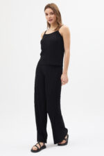 Siyah Pliseli Rahat Kesim Pantolon Takım - Görsel 2