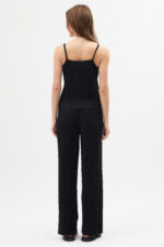 Siyah Pliseli Rahat Kesim Pantolon Takım - Görsel 3