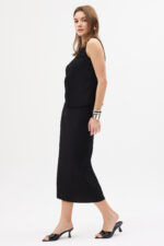 Pliseli Siyah Bluz ve Etek Takım - Görsel 2