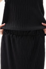 Pliseli Siyah Bluz ve Etek Takım - Görsel 5