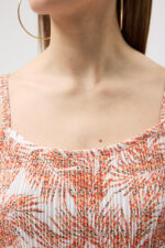 Turuncu Pliseli Rahat Kesim Bluz ve Pantolon Takım - Görsel 5