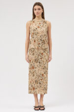 Sütlü Kahve Pliseli Bluz ve Etek Takım - Görsel 2