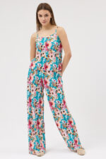 Mint Çiçekli Bluz ve Pantolon Takım