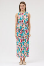 Mint Çiçekli Bluz ve Etek Takım