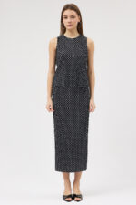 Puantiyeli Pliseli Bluz ve Etek Takım - Görsel 2