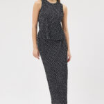 Puantiyeli Pliseli Bluz ve Etek Takım