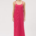 Pembe Askılı Pliseli Elbise