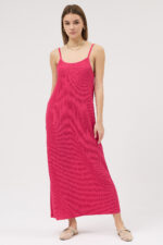 Pembe Askılı Pliseli Elbise - Görsel 2