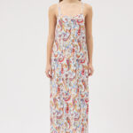 Paisley Desen Askılı Pliseli Elbise