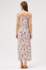 Paisley Desen Askılı Pliseli Elbise - Görsel 5