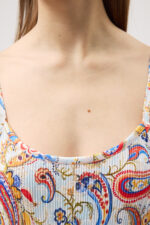 Paisley Desen Askılı Pliseli Elbise - Görsel 6