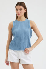 Mavi Pliseli Bluz - Görsel 2