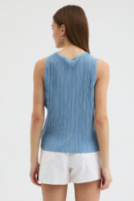 Mavi Pliseli Bluz - Görsel 5