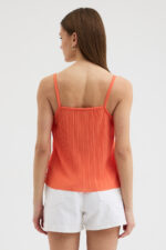 Turuncu Pliseli Askılı Bluz - Görsel 5