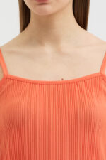 Turuncu Pliseli Askılı Bluz - Görsel 6