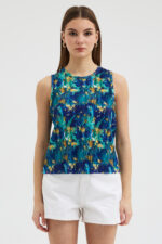 Ebru Sanatı Esintili Pliseli Bluz