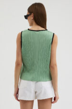 Su Yeşili Pliseli Bluz - Görsel 6