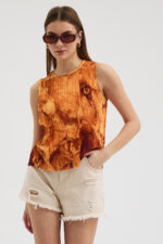 T. Mermer Desen Pliseli Bluz - Görsel 2