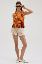 T. Mermer Desen Pliseli Bluz - Görsel 3