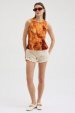 T. Mermer Desen Pliseli Bluz - Görsel 4