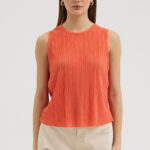 Turuncu Pliseli Bluz