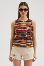 Çok Renkli Pliseli Bluz