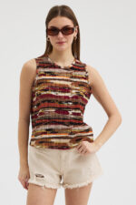 Çok Renkli Pliseli Bluz - Görsel 2