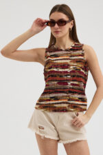 Çok Renkli Pliseli Bluz - Görsel 3