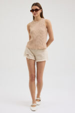 Bej Pliseli Bluz - Görsel 3