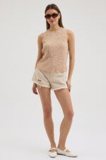 Bej Pliseli Bluz - Görsel 4