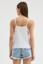 Beyaz Askılı Pliseli Bluz - Görsel 5