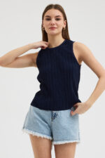 Lacivert Pliseli Bluz - Görsel 2