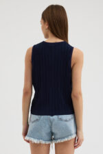 Lacivert Pliseli Bluz - Görsel 5