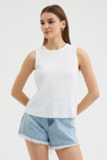 Beyaz Pliseli Bluz - Görsel 4