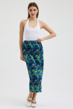 Ebru Sanatı Esintili Pliseli Etek