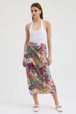 Mercan Desenli Pliseli Etek - Görsel 2