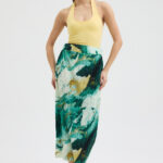 Y. Mermer Desenli Pliseli Etek