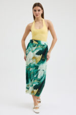 Y. Mermer Desenli Pliseli Etek