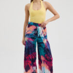 Batik Desenli Pliseli Pantolon