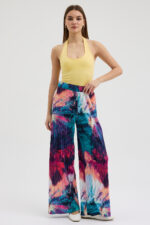 Batik Desenli Pliseli Pantolon
