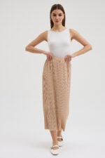 Bej Pliseli Etek - Görsel 2