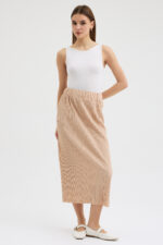 Bej Pliseli Etek - Görsel 3