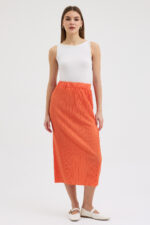 Turuncu Pliseli Etek