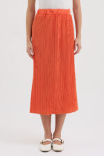 Turuncu Pliseli Etek - Görsel 3