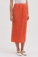 Turuncu Pliseli Etek - Görsel 5