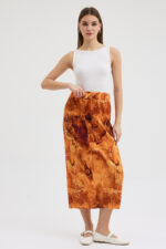 T. Mermer Desenli Pliseli Etek - Görsel 2