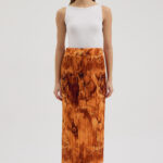 T. Mermer Desenli Pliseli Etek